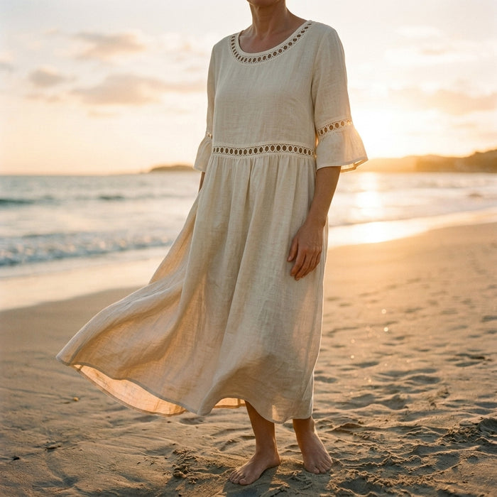 Elara Linen Midi Dress