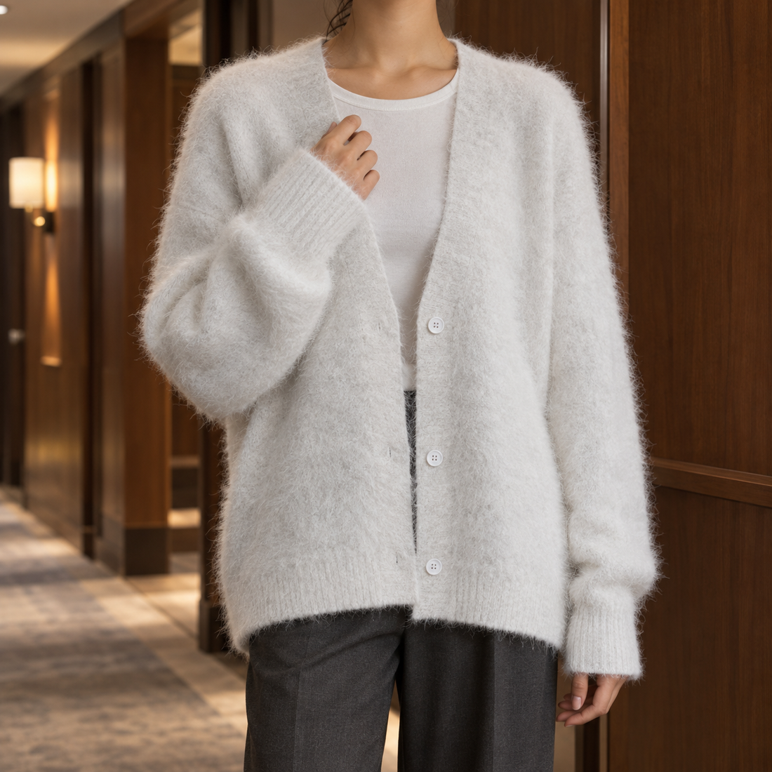 Belinda Fuzzy Cardigan - Off White