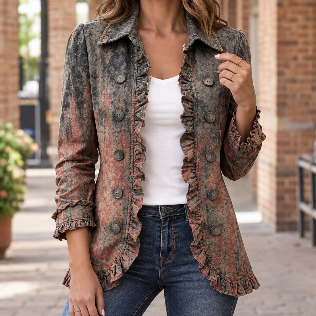 Serena-Rae Vintage Ruffle Jacket - Desert Wash