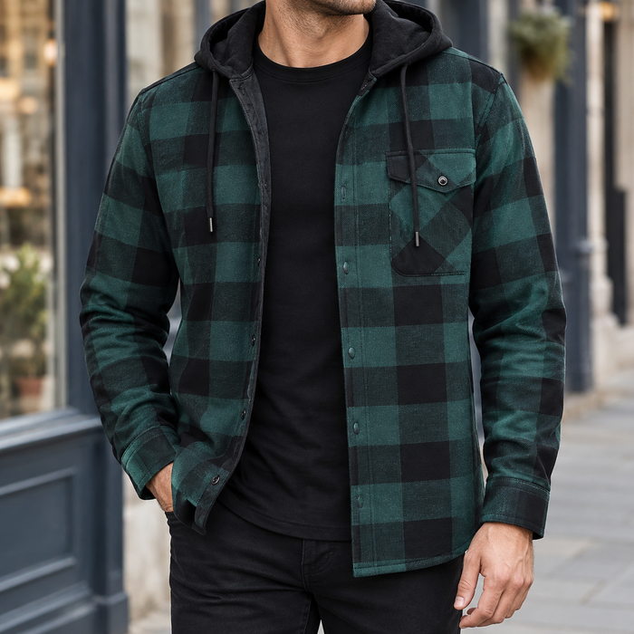 Giles Hooded Plaid Jacket