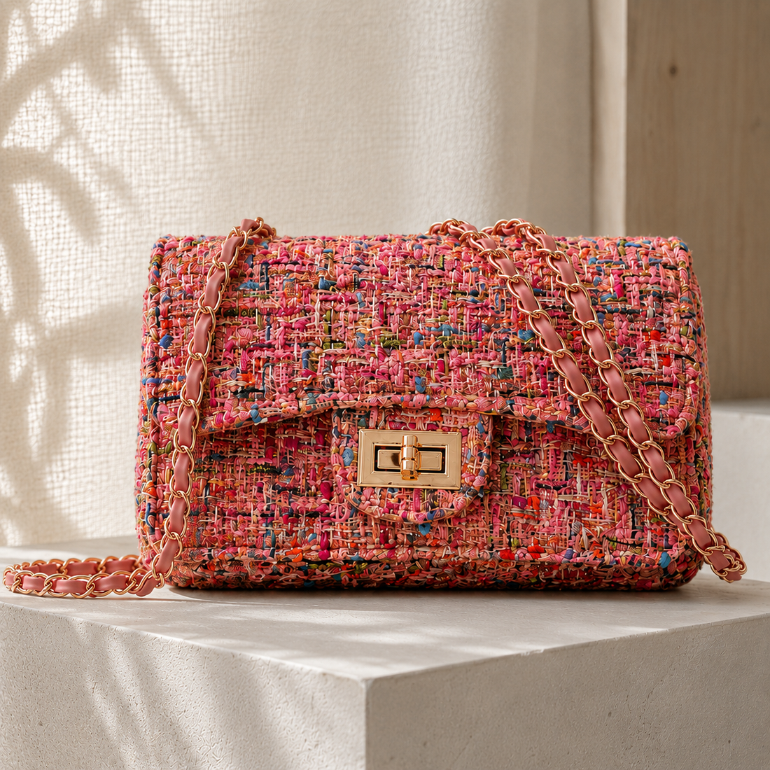 Leonelli Textured Shoulder Bag - Pink