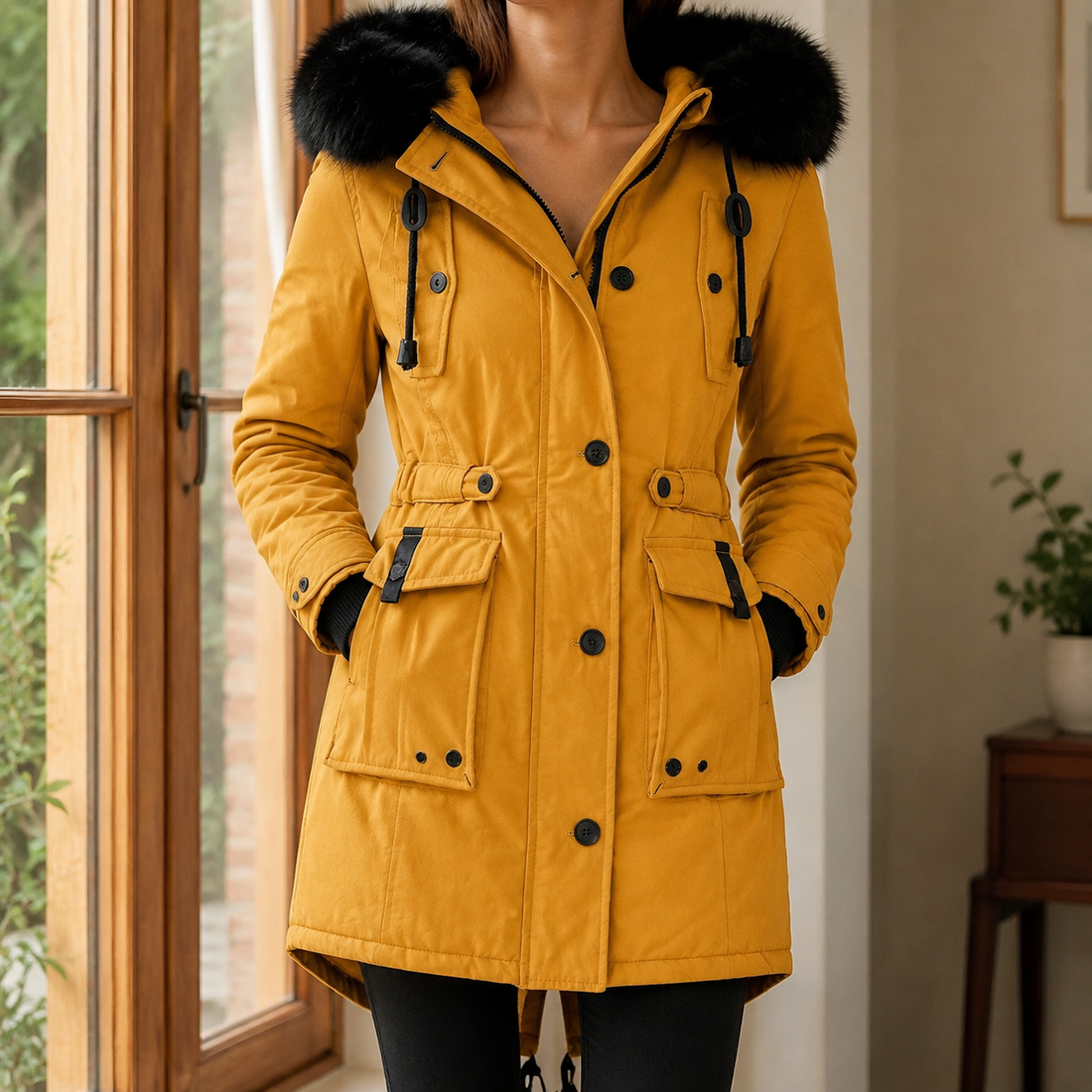 April-Marie Hooded Overcoat - Gold