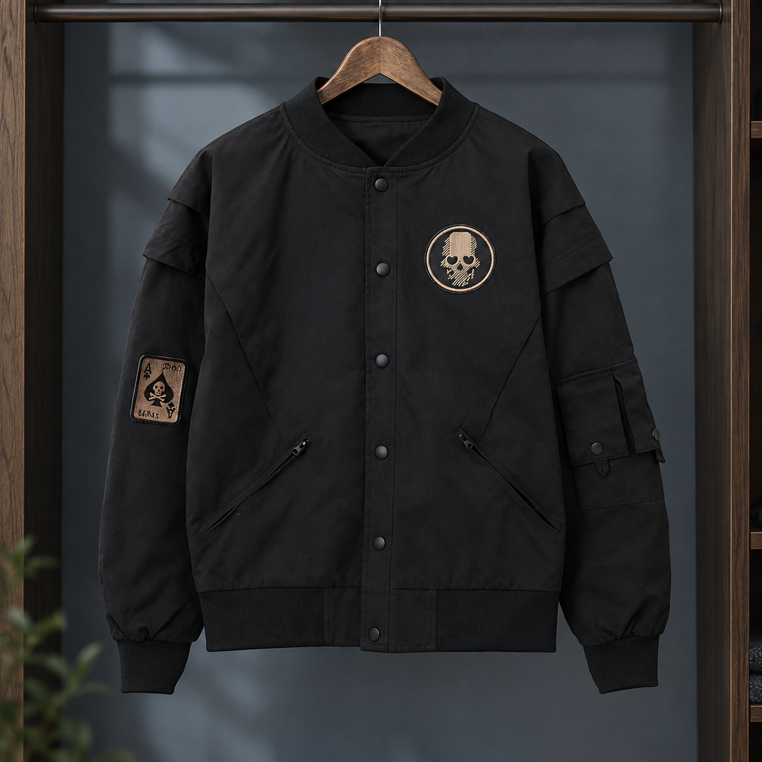 Leo Bomber Jacket - Skull Black