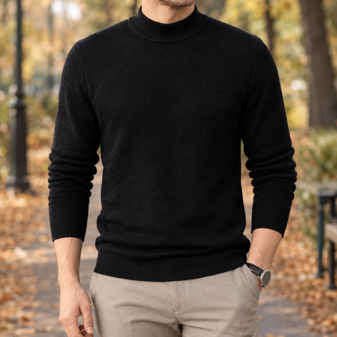 Lennox-Jude Mock Neck Sweater - Black