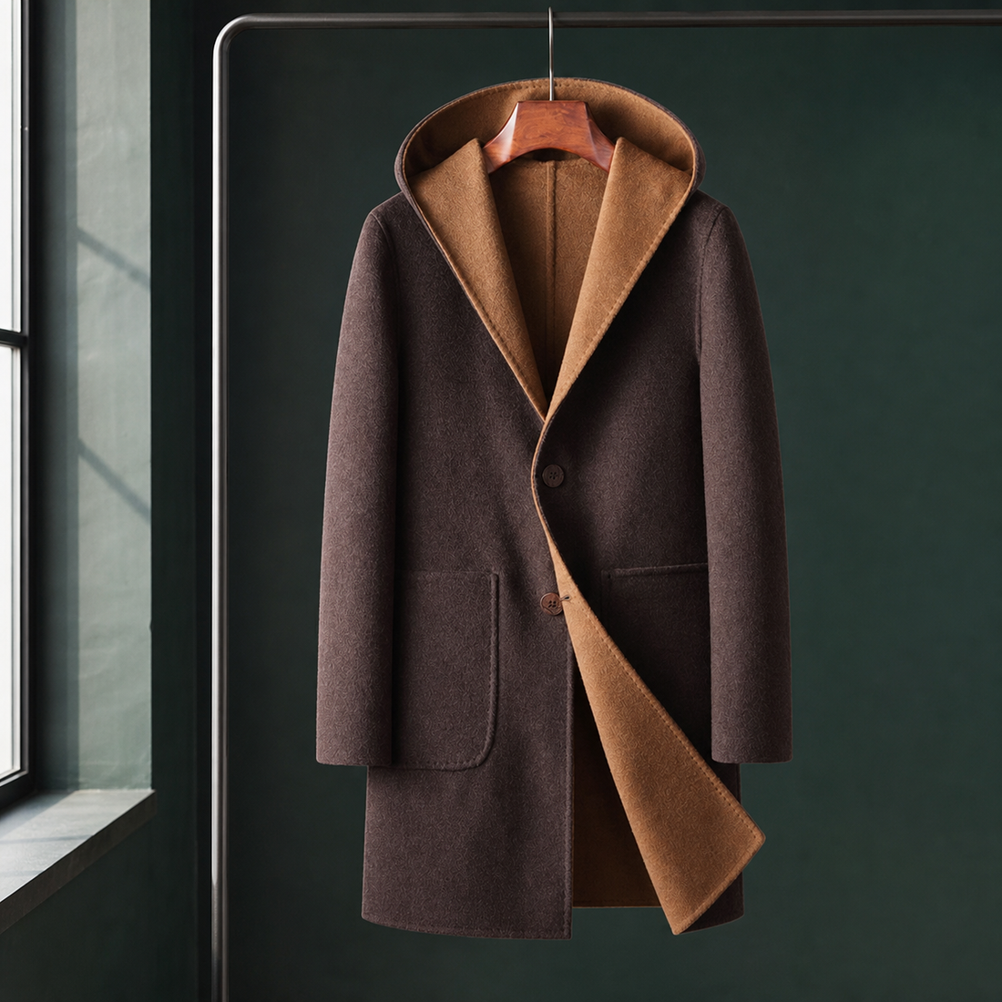 Alderic Reversible Coat - Brown Camel