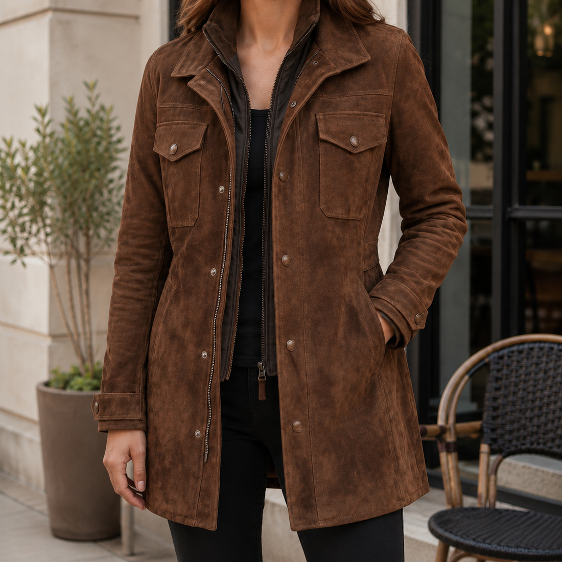 Nadia Suede Jacket - Brown