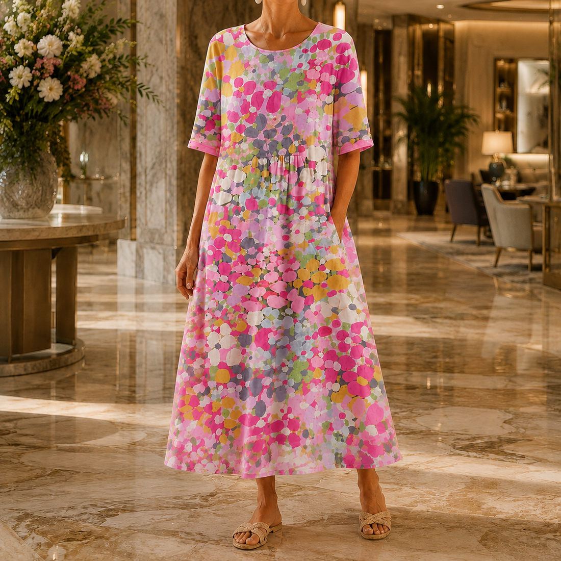 Luna A-Line Dress - Rose Pink