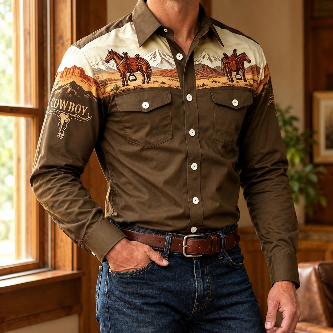Felix Western Shirt - Brown