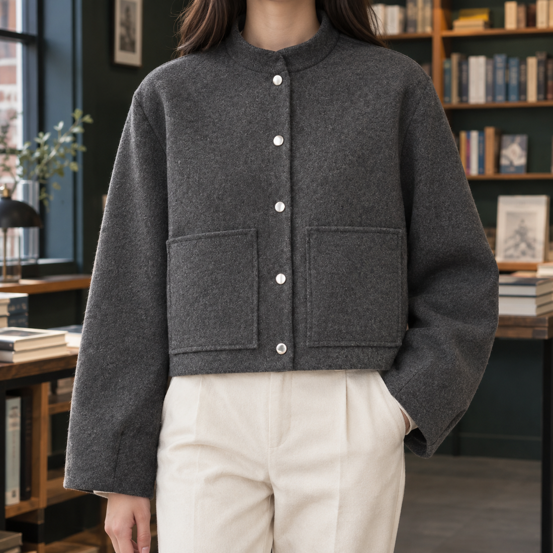 Philippa-Skye Patch Pocket Jacket - Gray