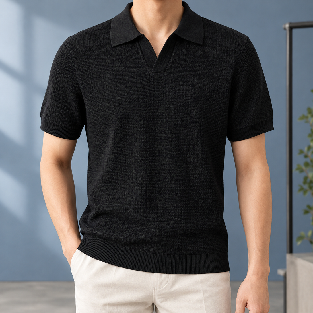 Cooper Textured Polo - Black