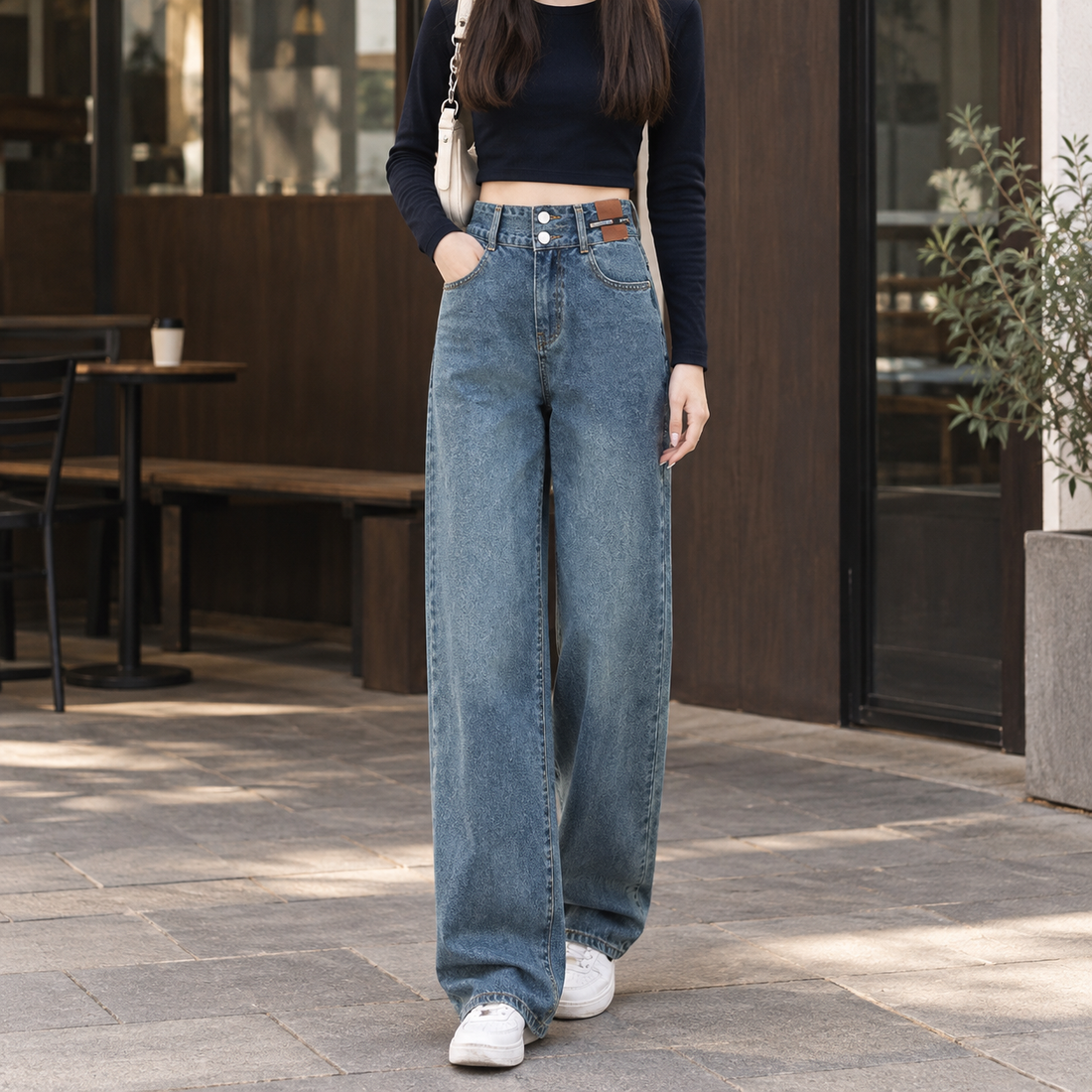 Fenna-Pearl Wide Leg Jeans - Vintage Blue