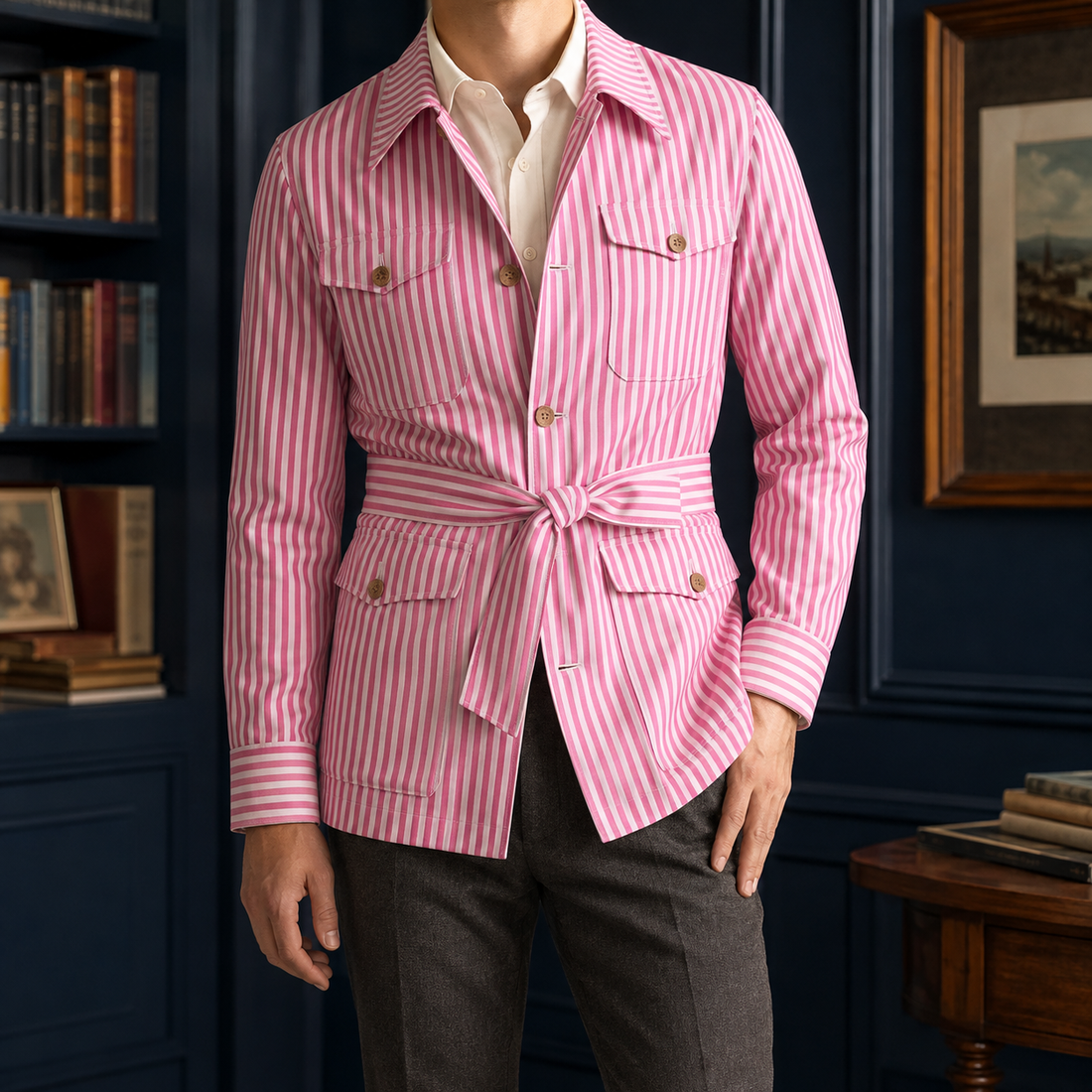 Stellan Striped Safari Jacket - Pink