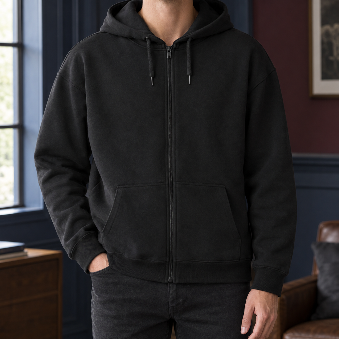 Lancelot Zip Hoodie - Black