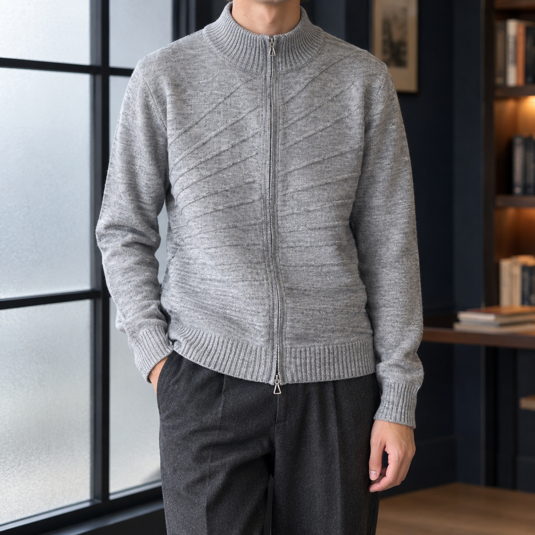 Ernest Chevron Cardigan - Gray