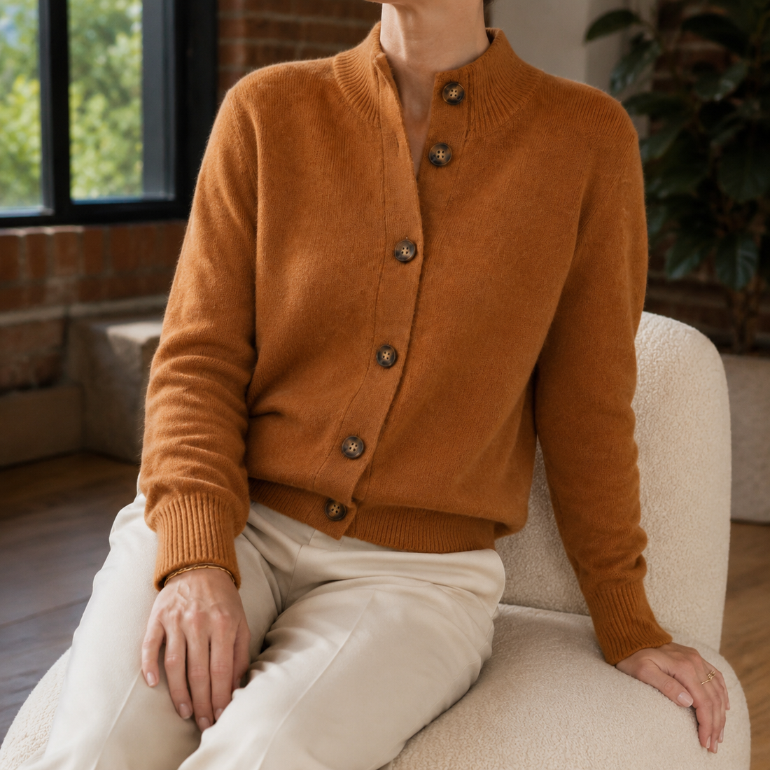Soledad Cashmere Sweater - Fire Orange