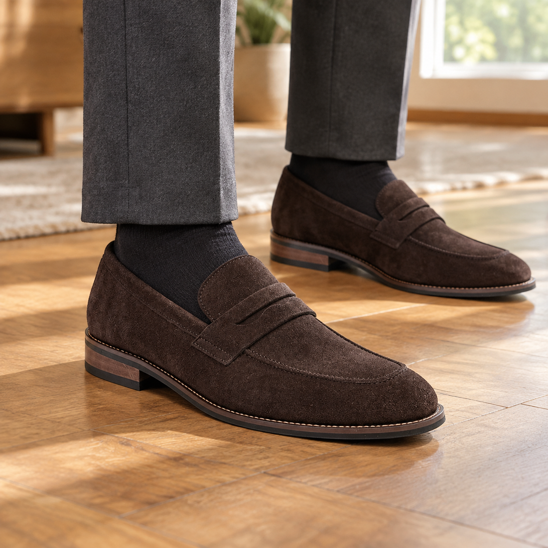 Vinci Suede Loafers - Dark Brown