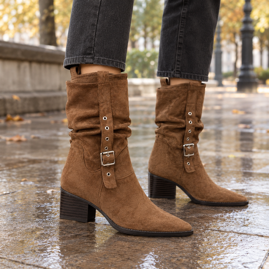 Gallarate Buckled Boots - Brown