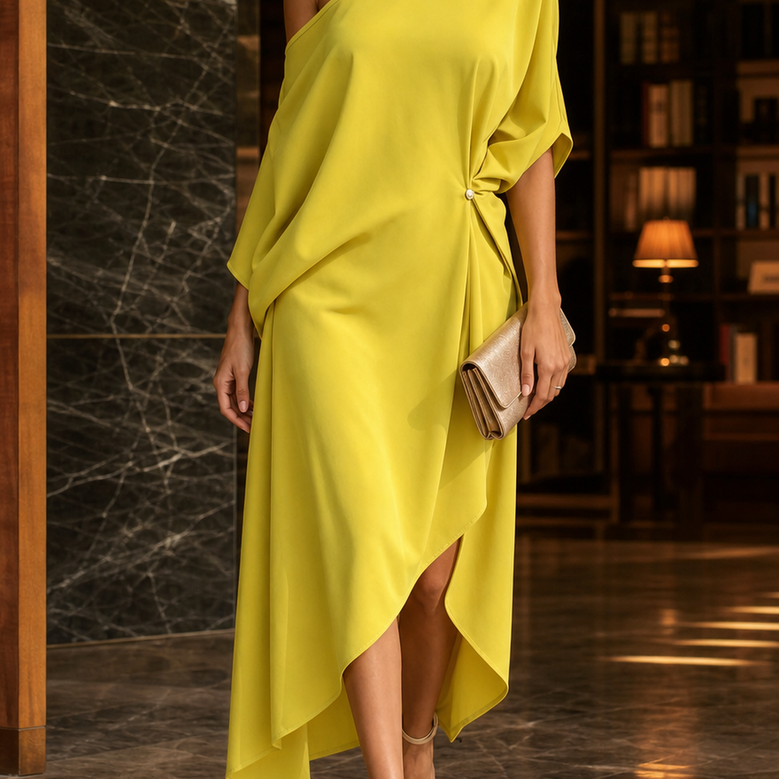 Nadia-Skye Asymmetric Maxi Dress - Yellow