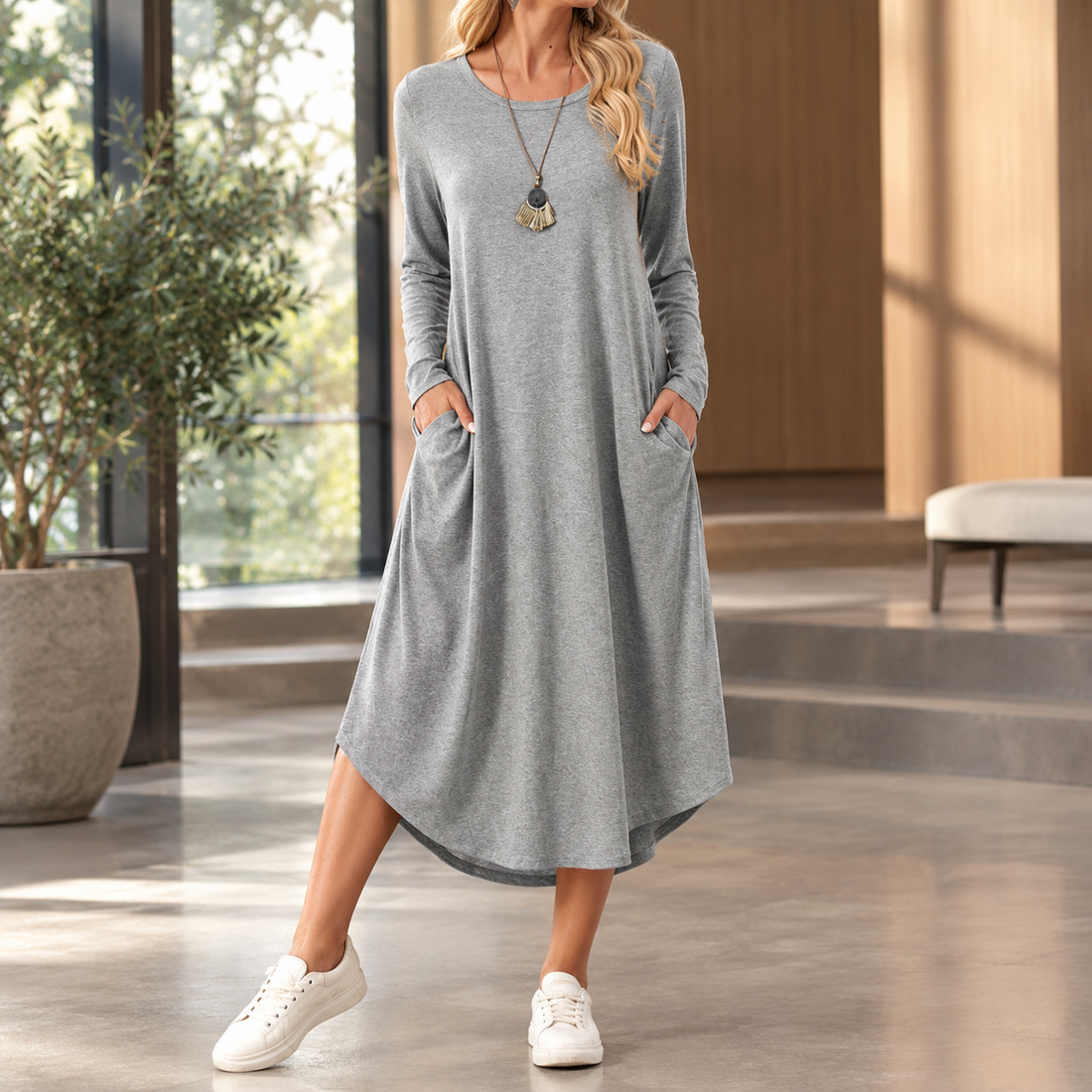 Letitia-Kate Swing Dress - Light Gray