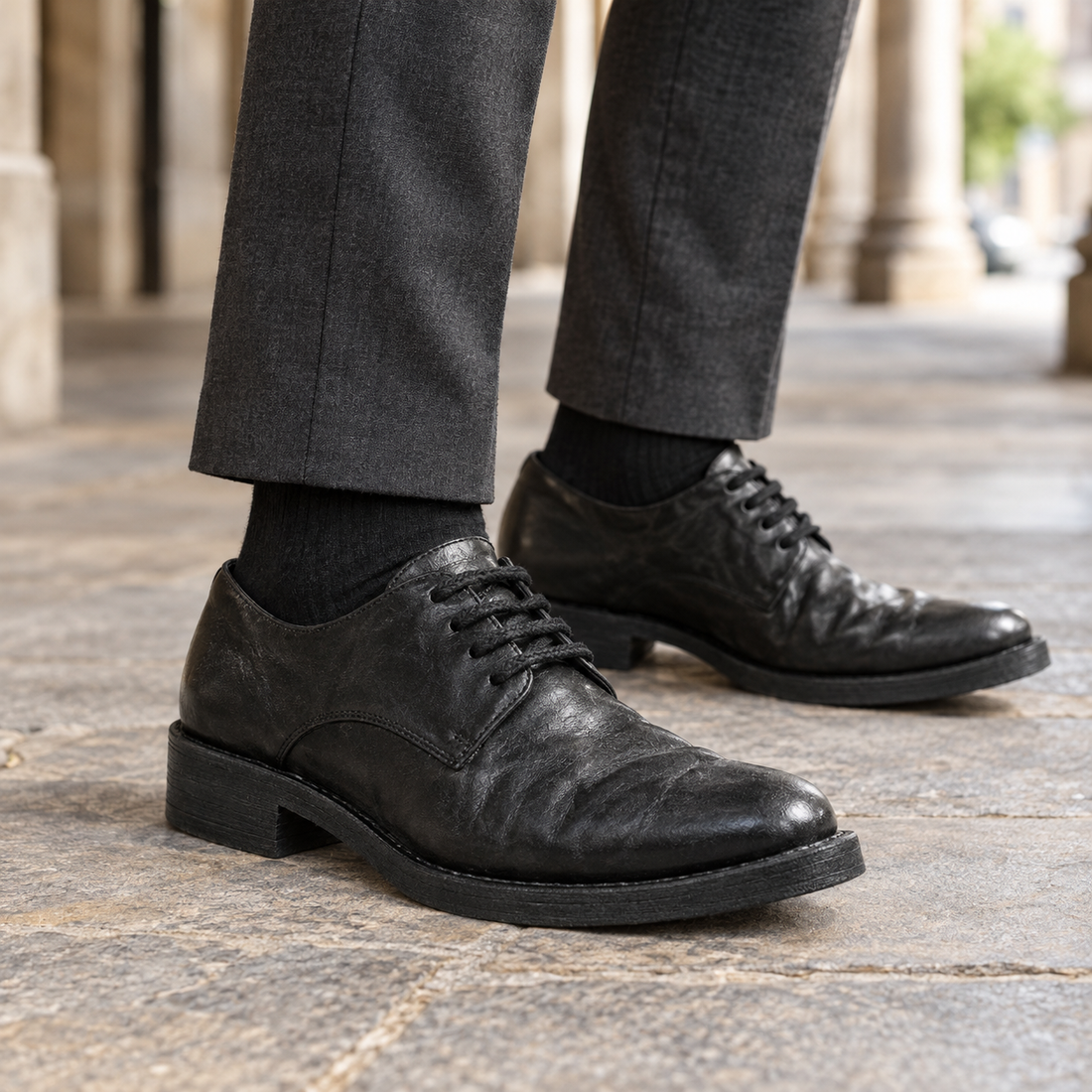 Dandolo Pointed Derby Shoes - Black
