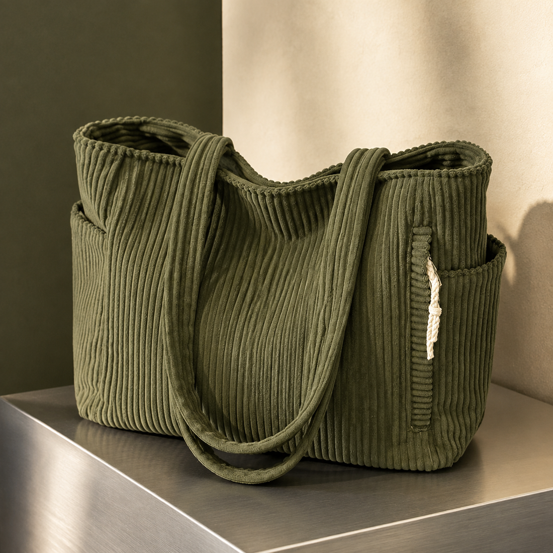 Taormina Ribbed Tote - Green