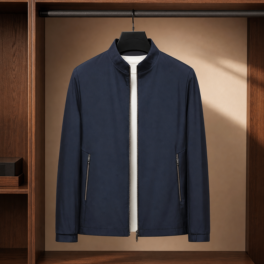 Everett-Scott Stand Collar Jacket - Navy Blue