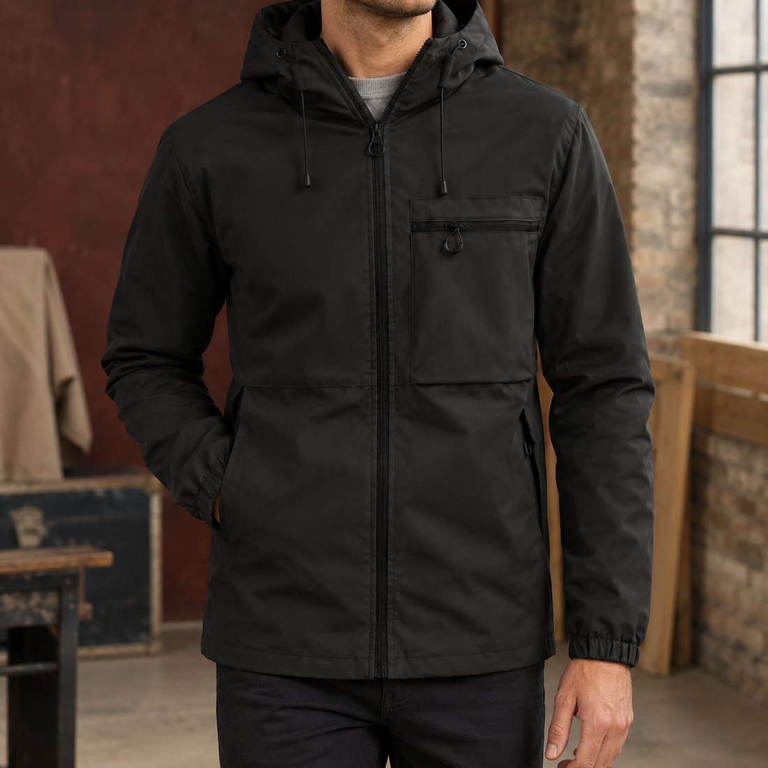 Bertram Hooded Jacket - Black