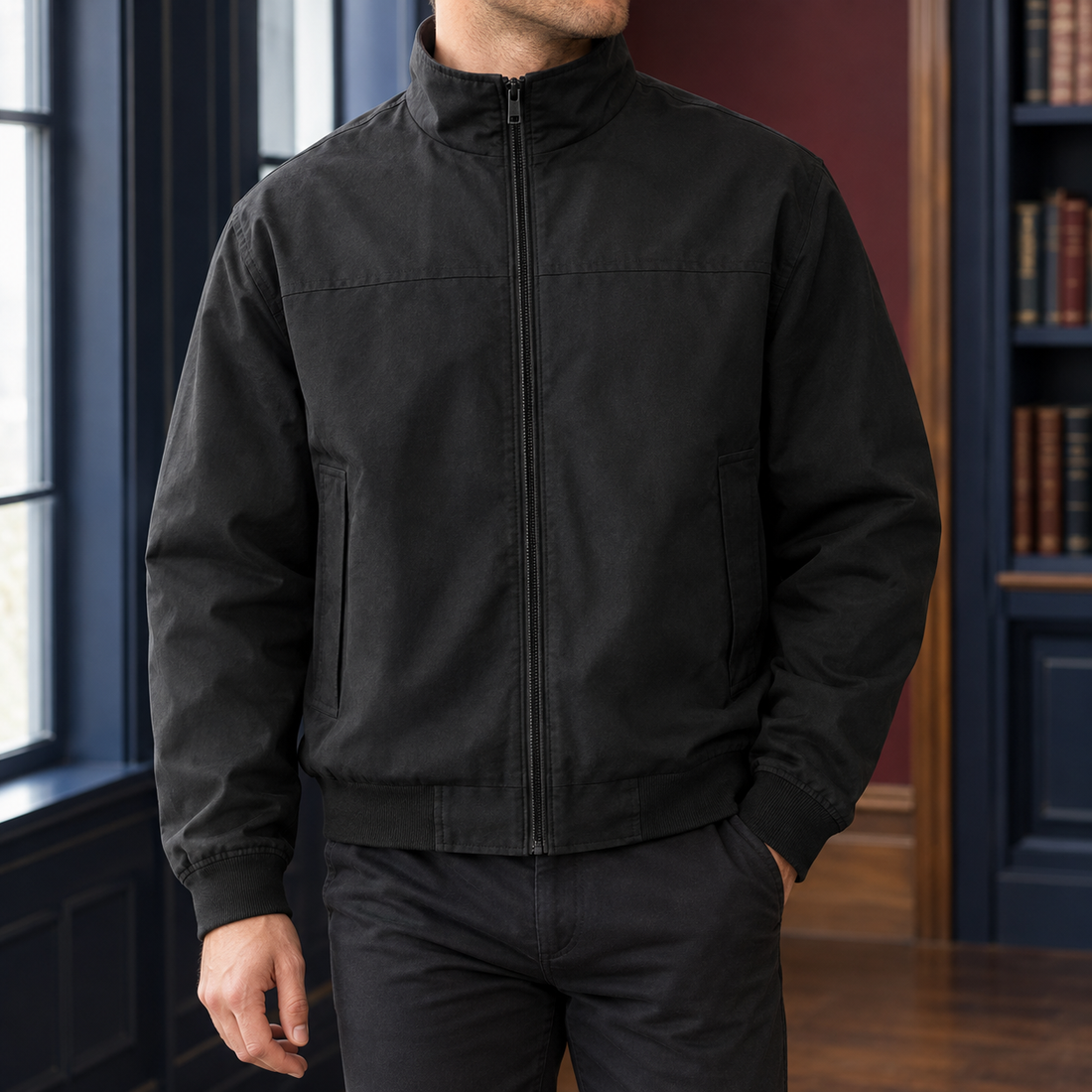Tyler Stand Collar Jacket - Black