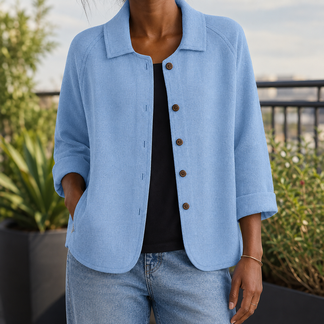 Soraya-Lane Collared Sweater - Light Blue