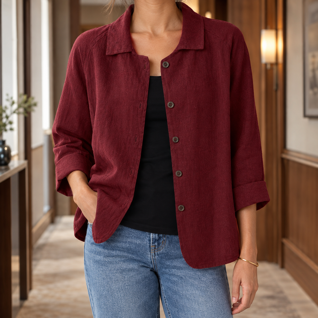 Mabel-Jade Relaxed Blazer - Red