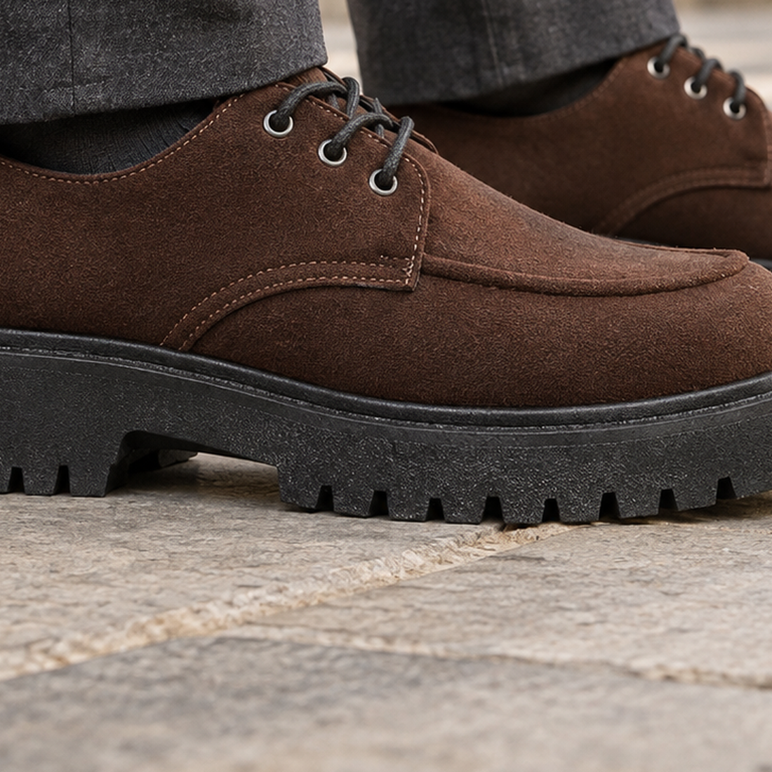 Rapallo Suede Derby Shoes - Lead Product Detail