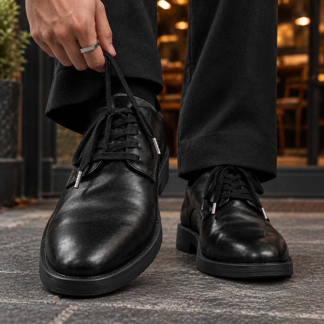 Sanguineti Pointed Derby Shoes - Lead Product Detail