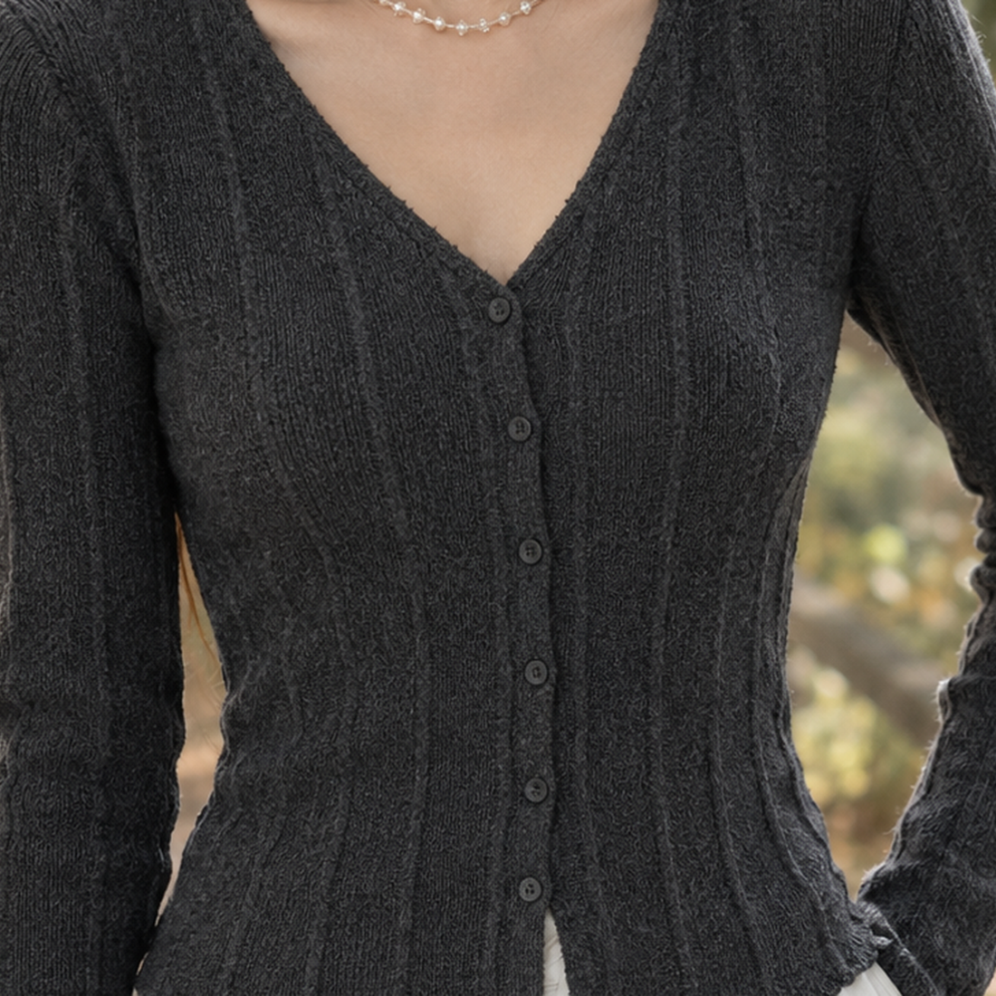 Elle-Pearl Ribbed Cardigan - Lead Product Detail