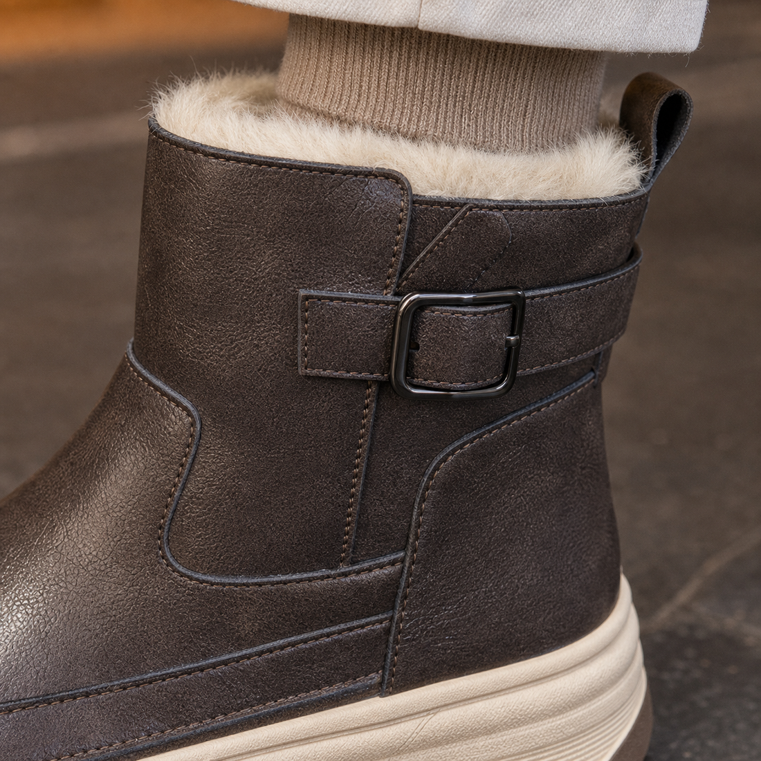 Anguissola Leather Snow Boots - Lead Product Detail