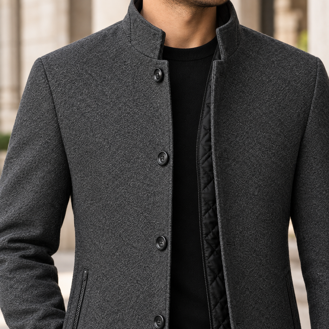 Silvain Stand Collar Jacket - Lead Product Detail