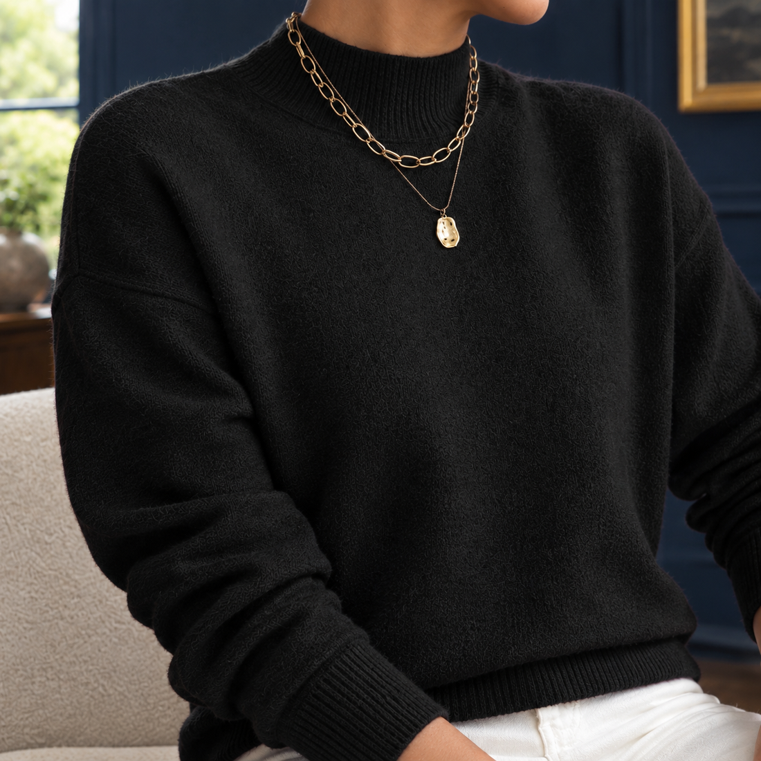 Caroline Mock Neck Sweater - Lead Product Detail