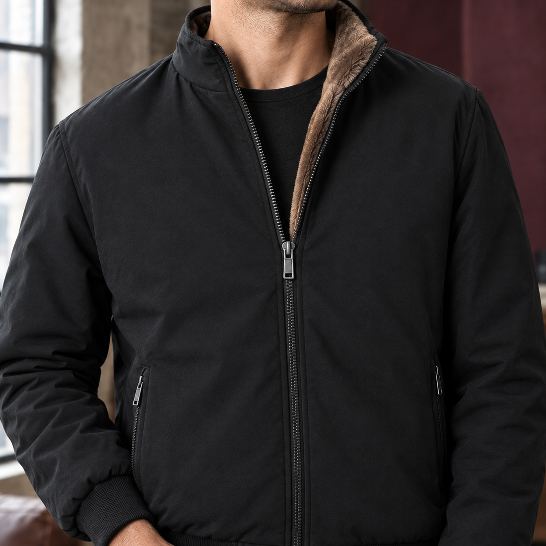 Malcolm Stand Collar Jacket - Lead Product Detail