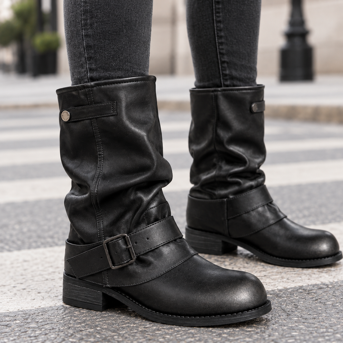 Maranello Buckled Boots - Lead Product Detail
