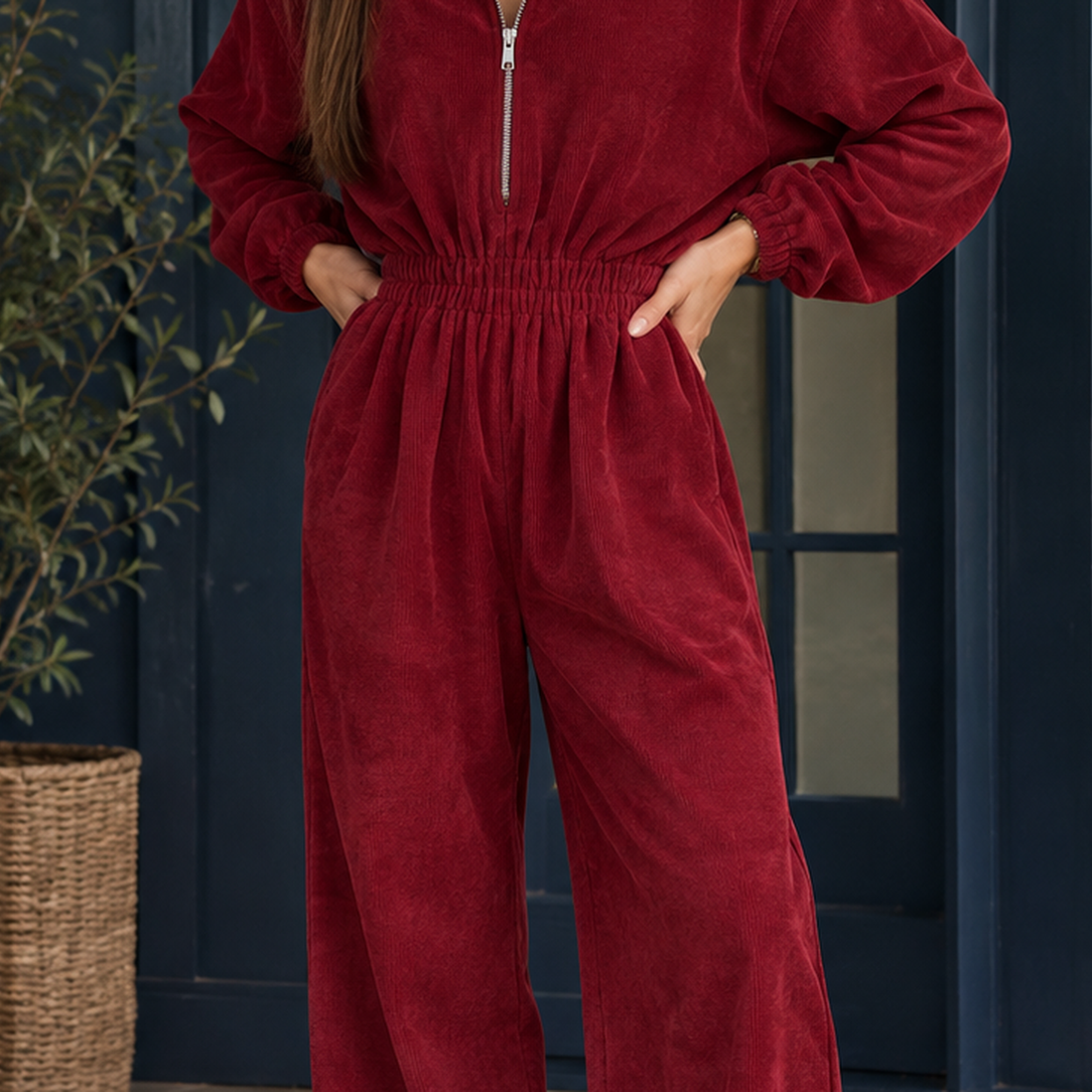 Theodora-June Wide Leg Jumpsuit - Lead Product Detail