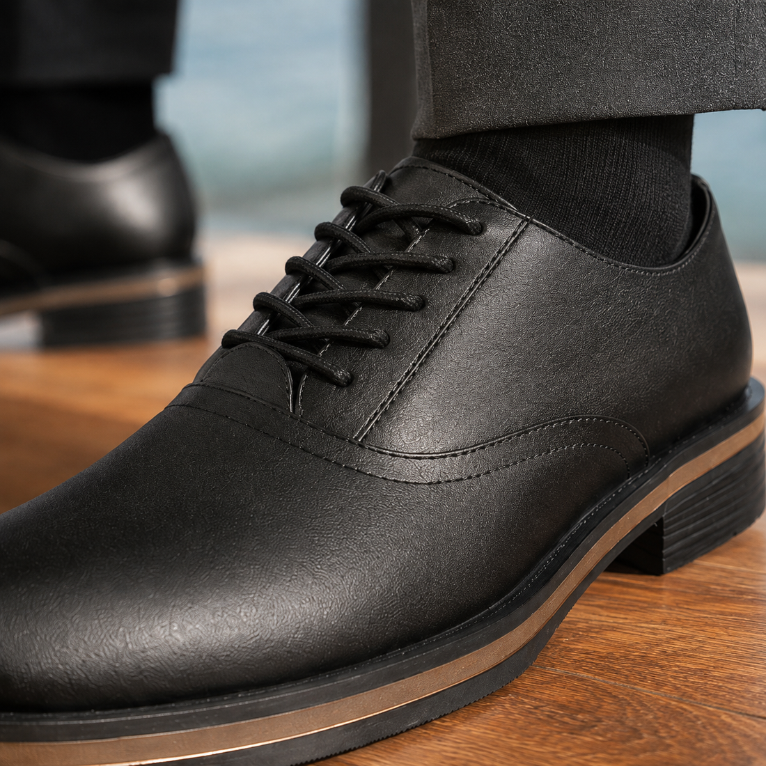 Vignola Leather Derby Shoes - Lead Product Detail