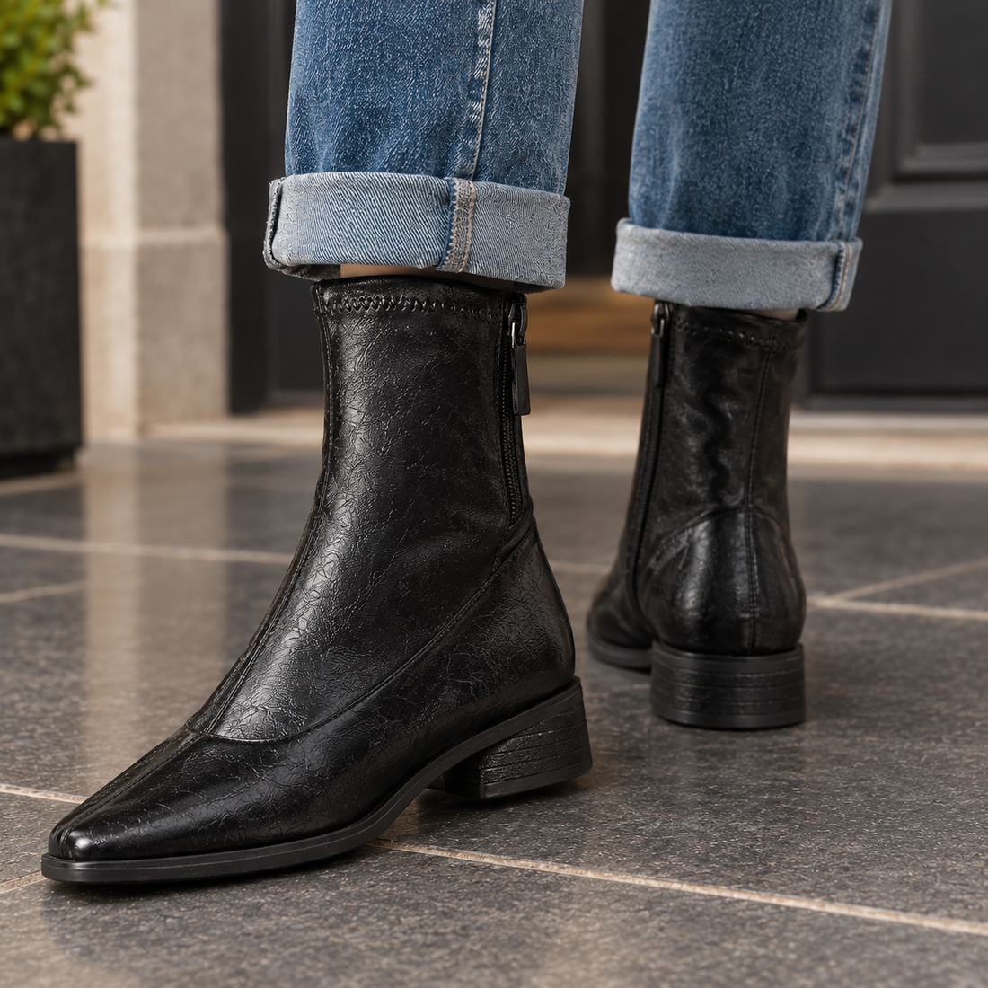 Garda Square Toe Boots - Lead Product Detail