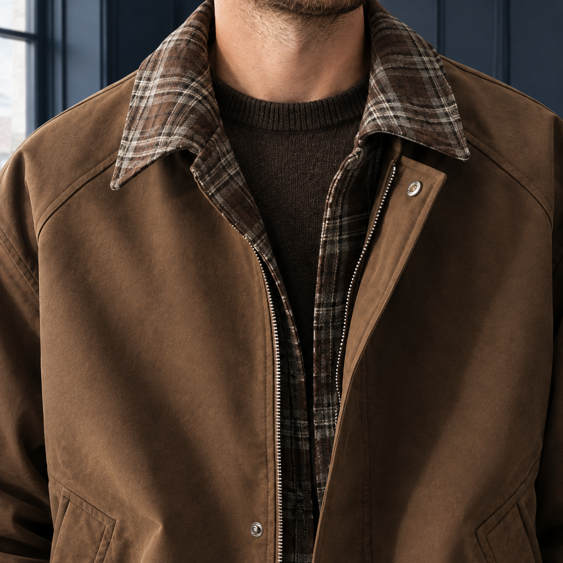 Jude Plaid Trim Jacket - Lead Product Detail