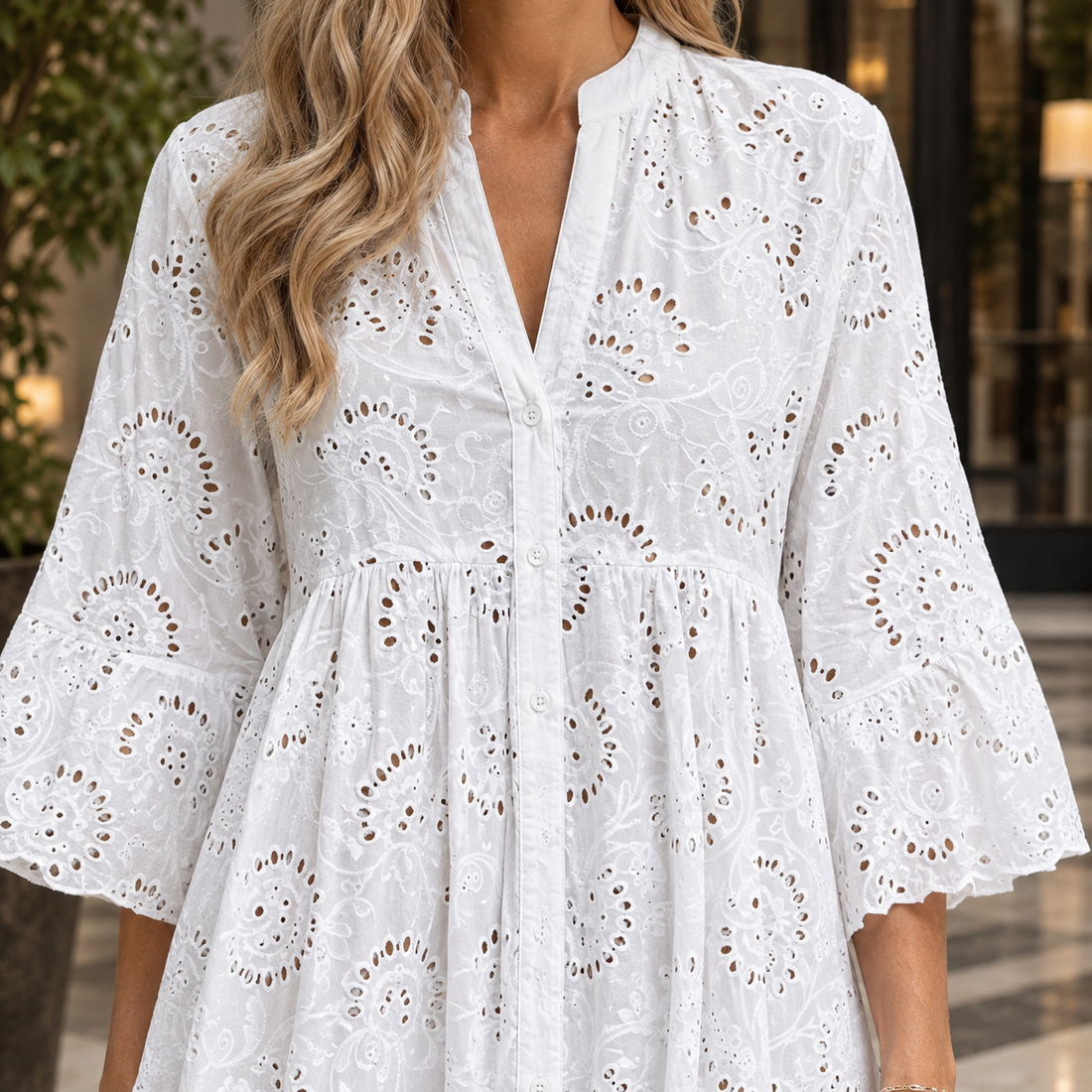 Olympia-Lane Eyelet Maxi Dress - Lead Product Detail