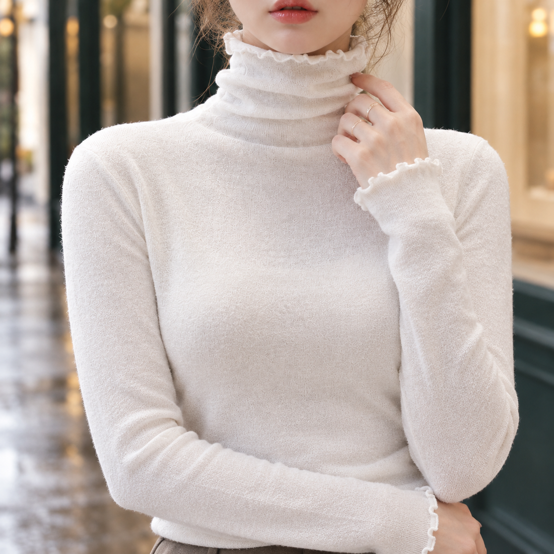 Cassidy-Faye Ruffle Turtleneck Top - Lead Product Detail