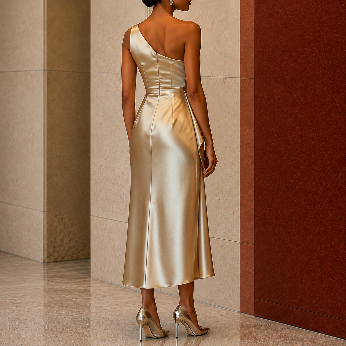 Harriet One Shoulder Dress - Lead Alternate View