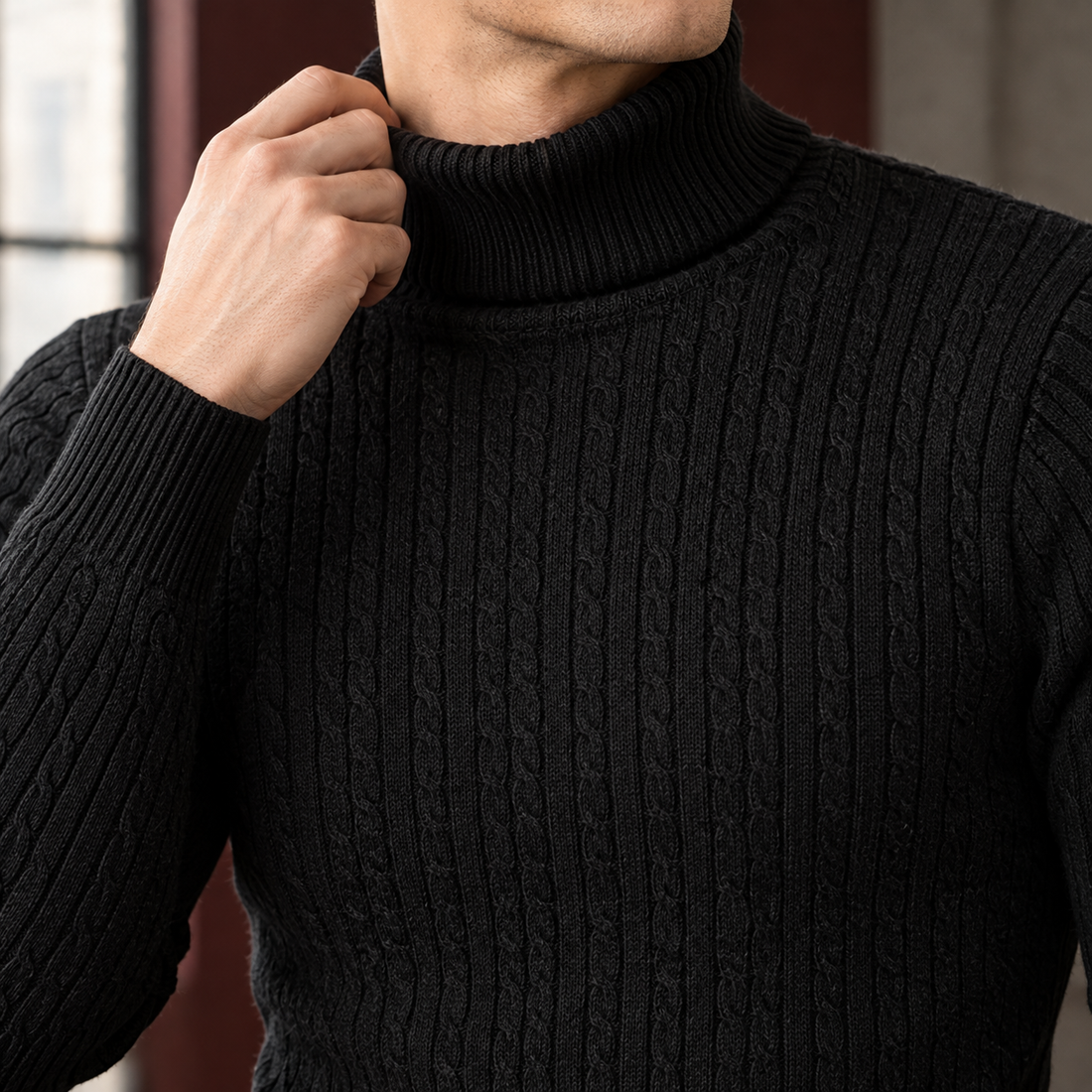 Toby Cable Turtleneck - Lead Product Detail