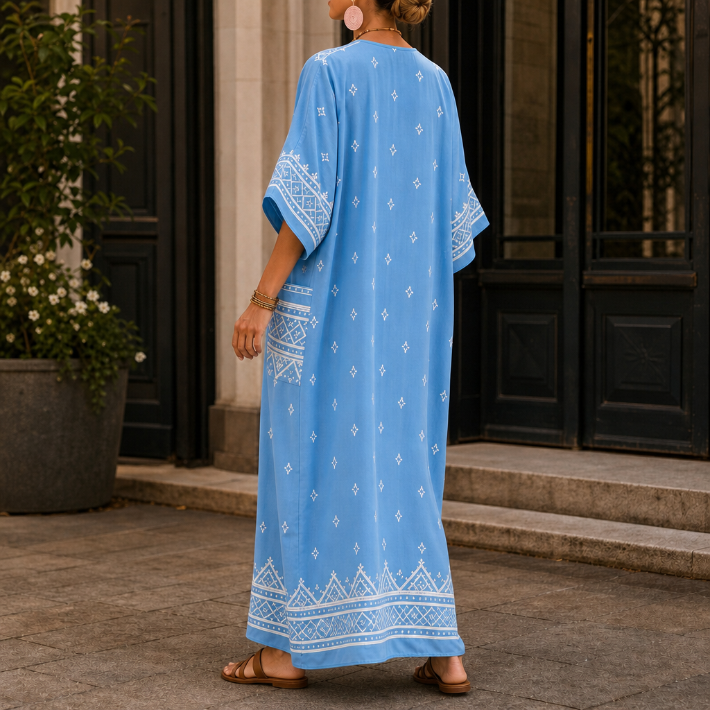 Valeria Embroidered Caftan Dress - Lead Alternate View