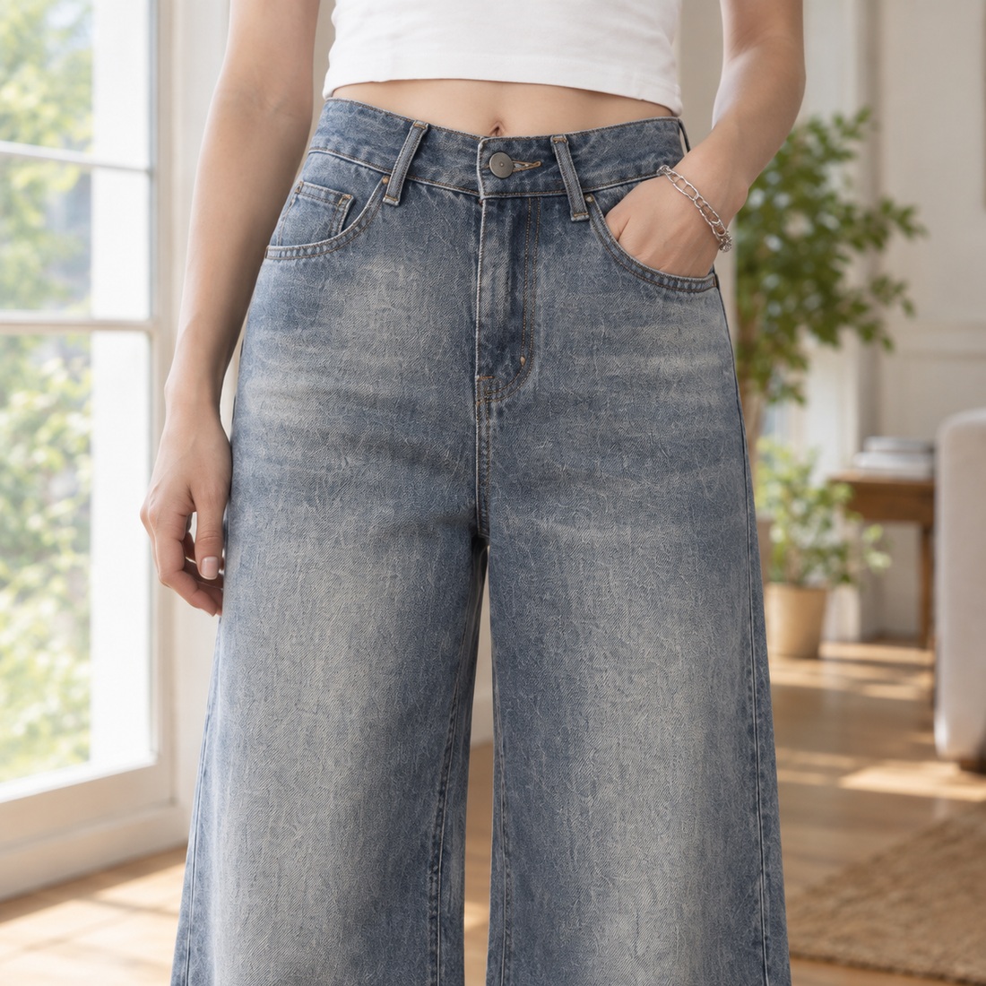Tiphaine Wide-Leg Jeans - Lead Product Detail