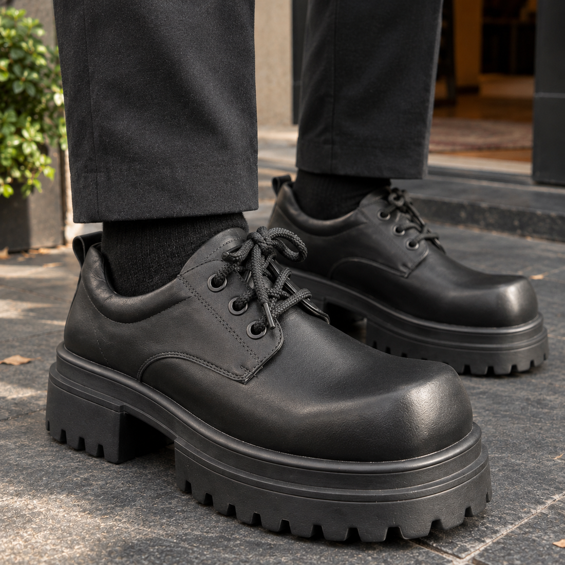 Sarzana Chunky Derby Shoes - Lead Product Detail