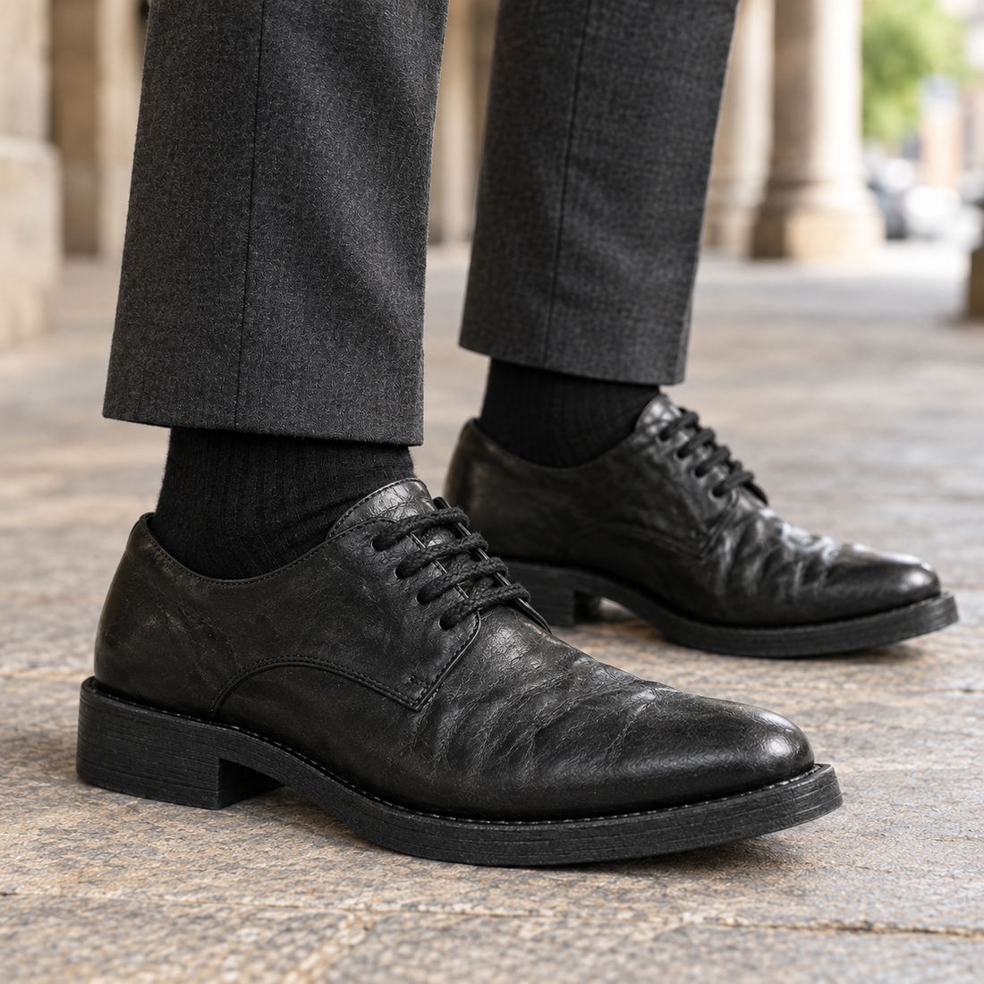 Dandolo Pointed Derby Shoes - Lead Product Detail